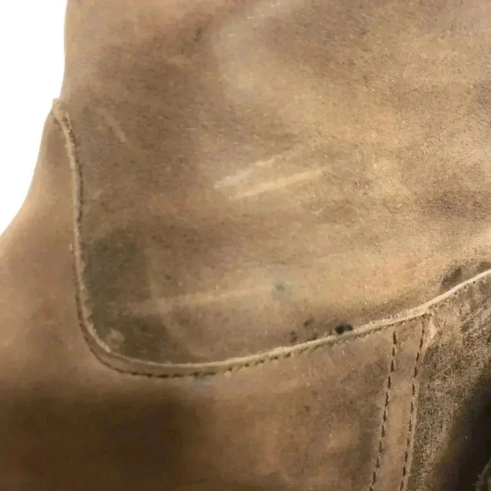 GAP Distressed Leather Mushroom Brown Leather Booties Buckle Moto Boot - Picture 9 of 12